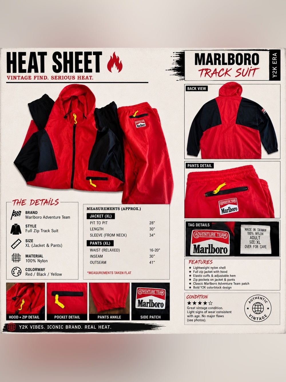 Vintage Marlboro Adventure Team Track Suit – XL (Jacket & Pants)